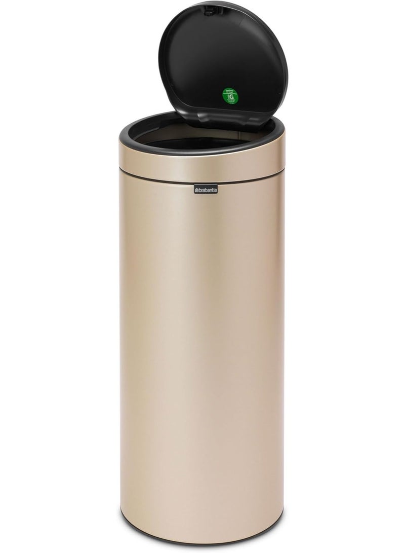 Brabantia 30L Kitchen Touch Bin – Soft-Touch Open, Removable Lid, Easy Clean with Free Bin Bags, Metallic Gold - Image 1